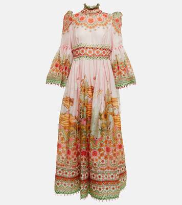 Vestido de fiesta Kaleidoscope de seda y lino | Zimmermann