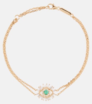 Bracciale Evil Eye in oro 18kt con smeraldi e diamanti | Suzanne Kalan
