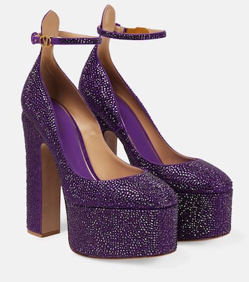 Tan-Go embellished leather platform pumps | Valentino Garavani