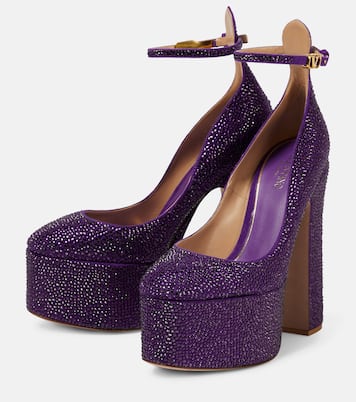 Tan-Go embellished leather platform pumps | Valentino Garavani