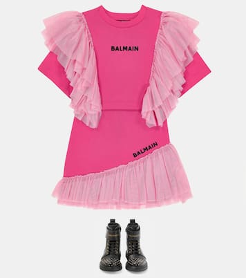 T-shirt cropped in cotone con logo | Balmain Kids