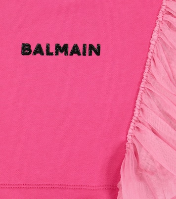 T-shirt cropped in cotone con logo | Balmain Kids
