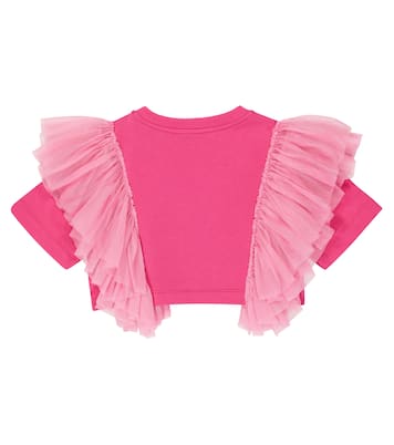 T-shirt cropped in cotone con logo | Balmain Kids
