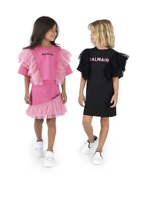 T-shirt cropped in cotone con logo | Balmain Kids