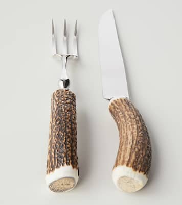 Forchettone e coltello per la carne in palco di cervo | Lorenzi Milano