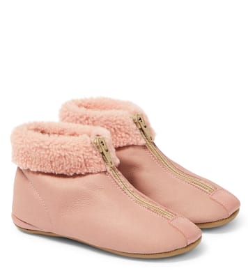 Shearling-trimmed leather booties | PèPè