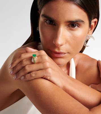 Bague Anillo en or 18 ct, émeraudes et diamants | Ananya