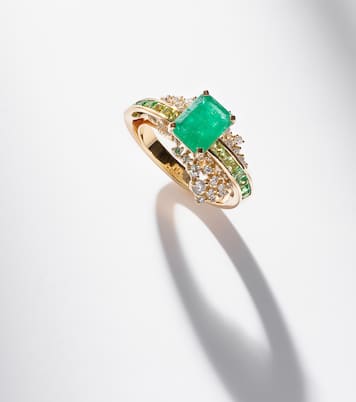 Bague Anillo en or 18 ct, émeraudes et diamants | Ananya