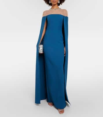 Ambere embroidered cape-detail gown | Safiyaa