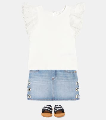 Falda de denim con encaje | Chloé Kids