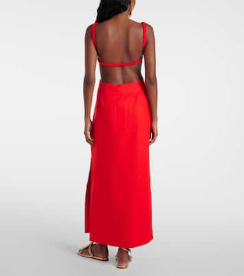 Primrose ruched linen maxi dress | SIR