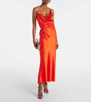 One-shoulder silk satin midi dress | The Sei