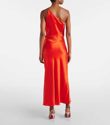 One-shoulder silk satin midi dress | The Sei