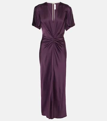 Abito lungo in raso arricciato | Victoria Beckham
