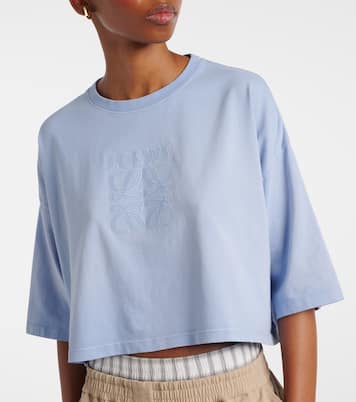 Camiseta de algodón cropped con anagrama | Loewe