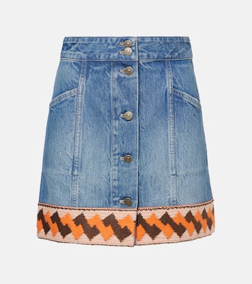 Mini-jupe en jean et jacquard | Valentino
