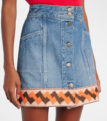 Mini-jupe en jean et jacquard | Valentino