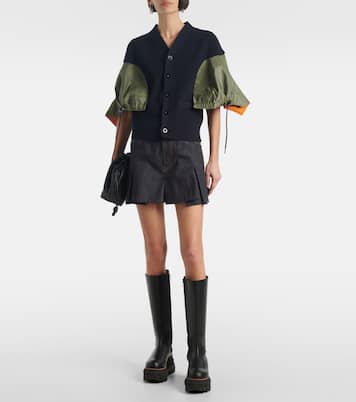 Cardigan in misto cotone e twill | Sacai