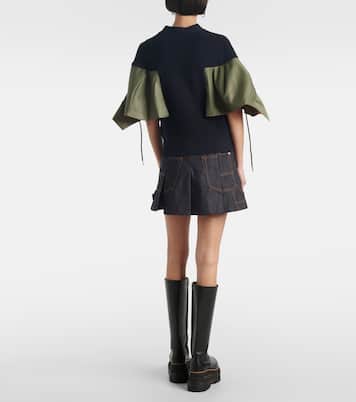 Cardigan in misto cotone e twill | Sacai