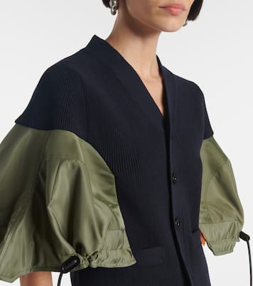 Cardigan in misto cotone e twill | Sacai