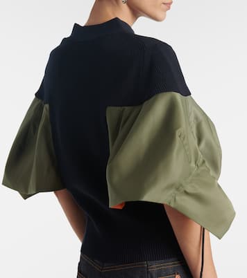 Cardigan in misto cotone e twill | Sacai
