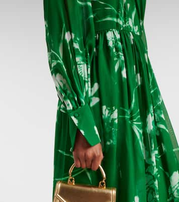 Abito lungo in voile di seta con stampa floreale | Erdem