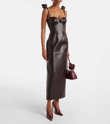 Robe bustier en cuir à fleurs | Magda Butrym