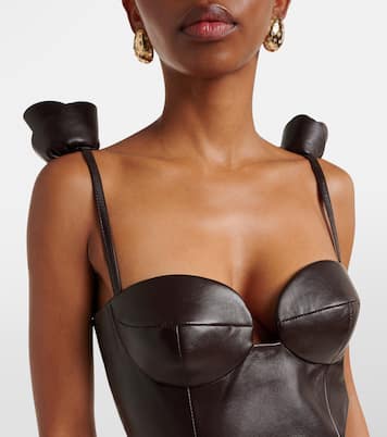 Robe bustier en cuir à fleurs | Magda Butrym