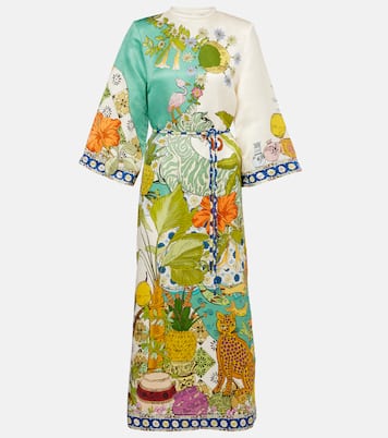 Bedrucktes Maxikleid aus Hanf und Seide | Alémais