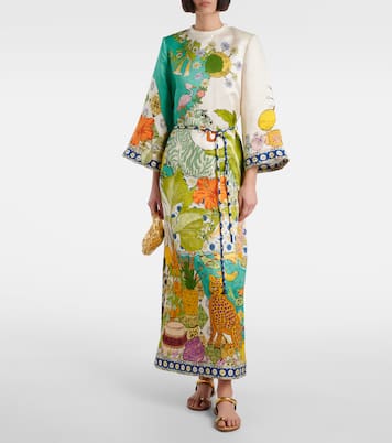 Bedrucktes Maxikleid aus Hanf und Seide | Alémais