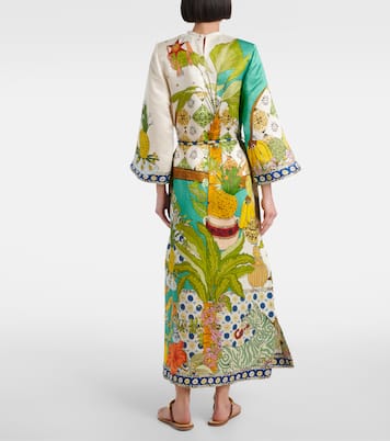 Bedrucktes Maxikleid aus Hanf und Seide | Alémais
