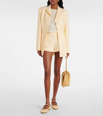 Leather-trimmed raffia Mary Jane flats | Le Monde Béryl