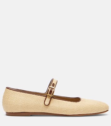 Leather-trimmed raffia Mary Jane flats | Le Monde Béryl