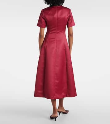 Robe midi Caroline en satin à fleurs | Leo Lin