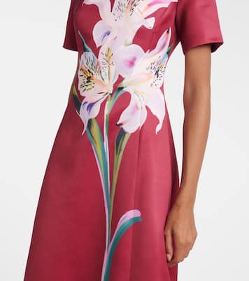 Robe midi Caroline en satin à fleurs | Leo Lin