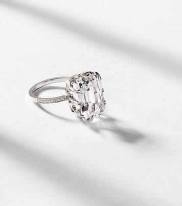 Anillo Oblong de oro blanco de 18 ct con topacio y diamantes | Ileana Makri