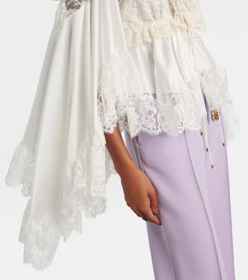 Lace-trimmed silk satin top | Chloé