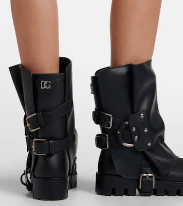 Bikerstiefel mit Leder | Dolce&Gabbana