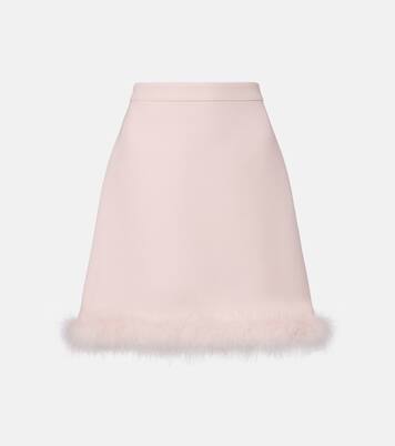 Crepe Couture feather-trimmed miniskirt | Valentino