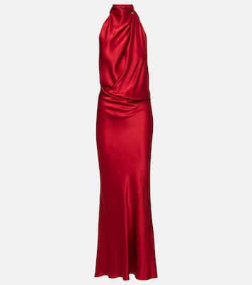 Draped halterneck silk satin gown | The Sei