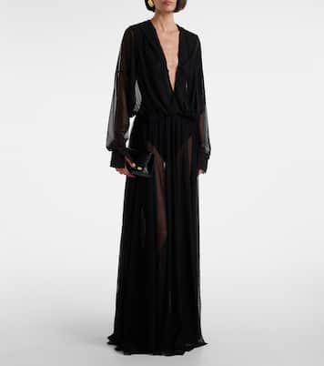 Hooded sheer maxi dress | Norma Kamali