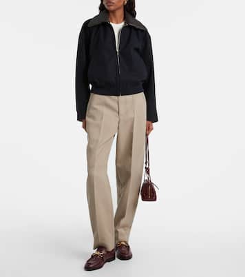 Chaqueta de sarga de algodón con piel | Bottega Veneta