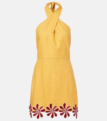 Veneta floral-appliqué linen minidress | Cala de la Cruz