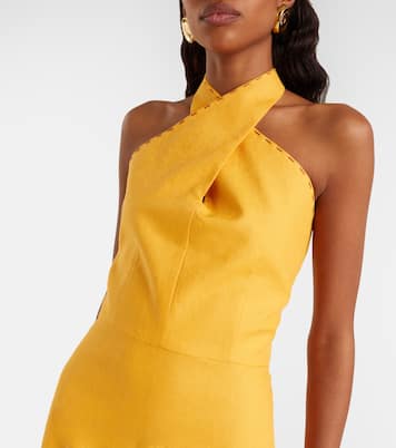 Veneta floral-appliqué linen minidress | Cala de la Cruz