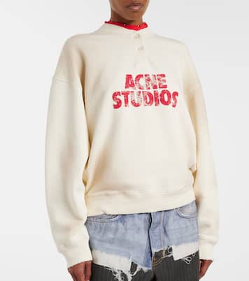 Logo distressed cotton jersey sweatshirt | Acne Studios