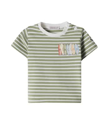 Baby logo striped cotton-blend T-shirt | Moncler Enfant
