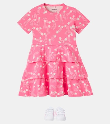 Printed tiered cotton-blend jersey dress | Mini Rodini