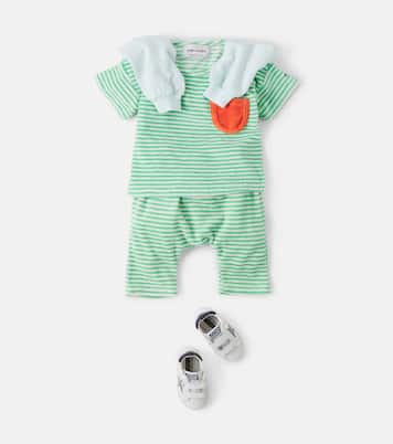Baby Green Stripes cotton-blend T-shirt and pants set | Bobo Choses