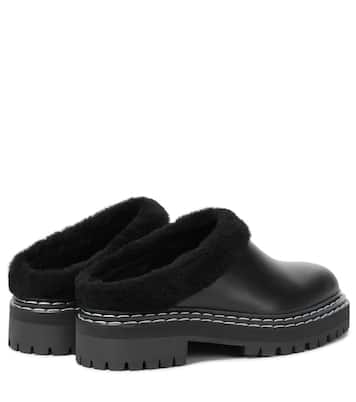 Slippers aus Leder mit Shearling | Proenza Schouler