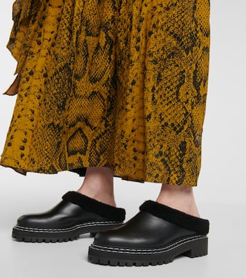 Slippers aus Leder mit Shearling | Proenza Schouler